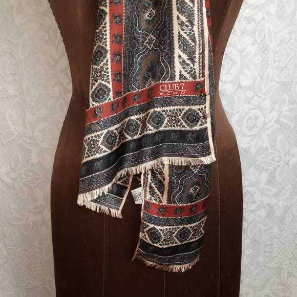 Vintage 100% Silk Scarf Oblong Floral Boho Multi Printed Echo Club 7 - Picture 9 of 9